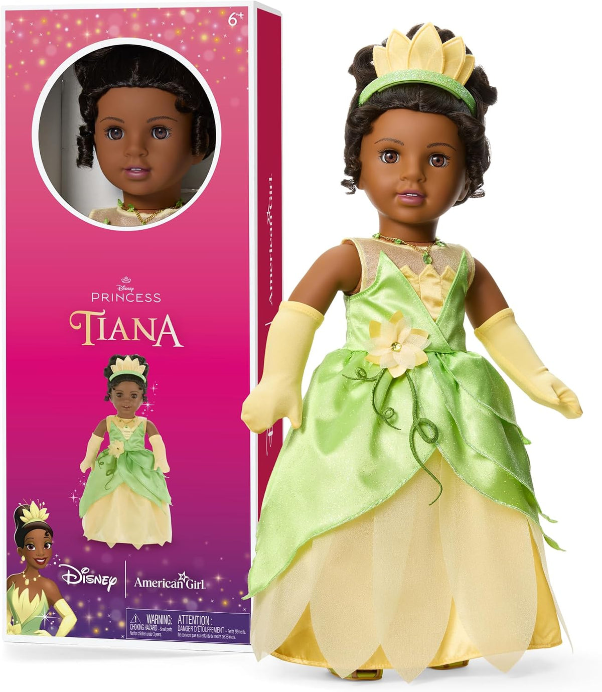 American Girl, Disney, princesa Tiana, muñeca de 18 pulgadas, cabel...