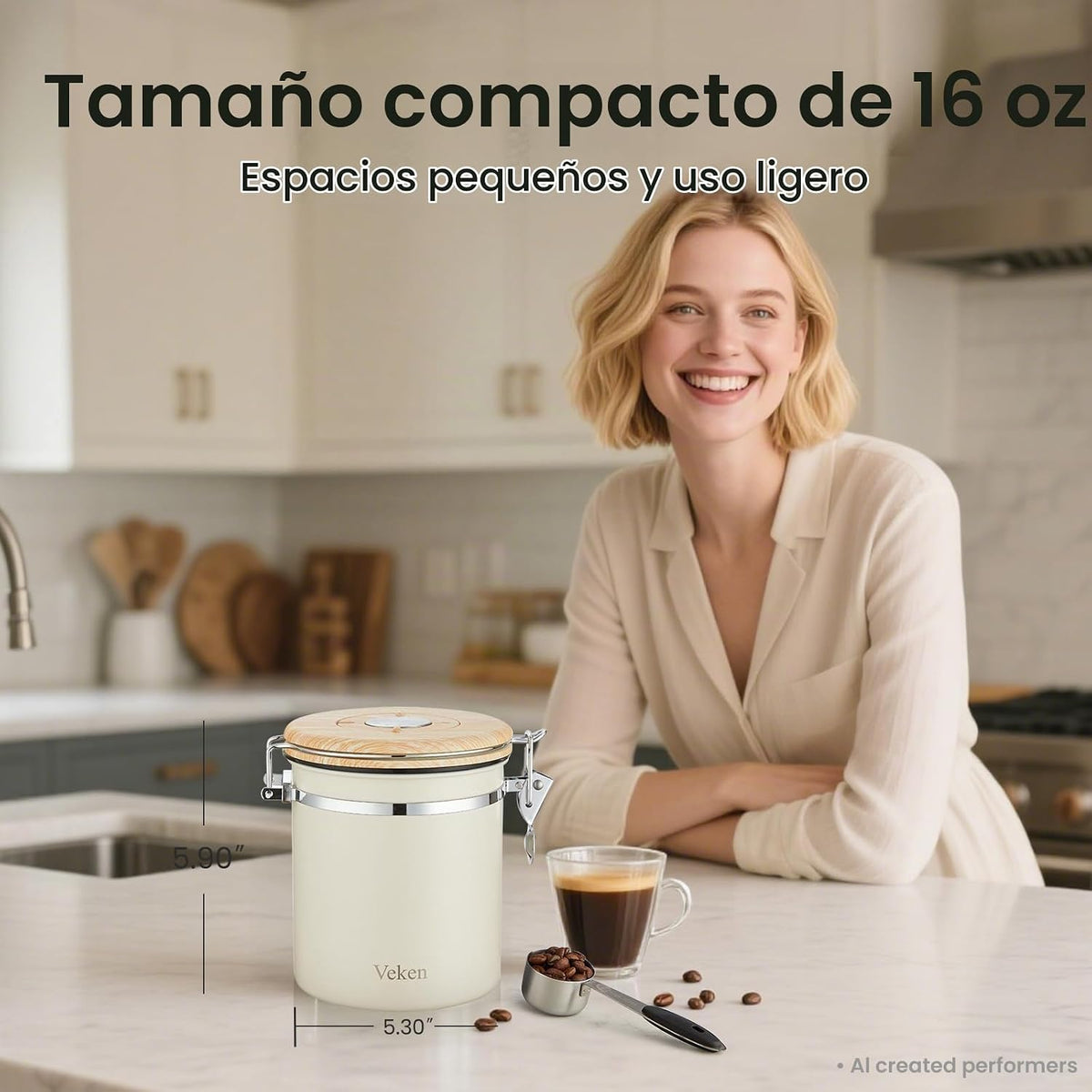 Veken Bote de café, recipiente hermético de almacenamiento de alime...