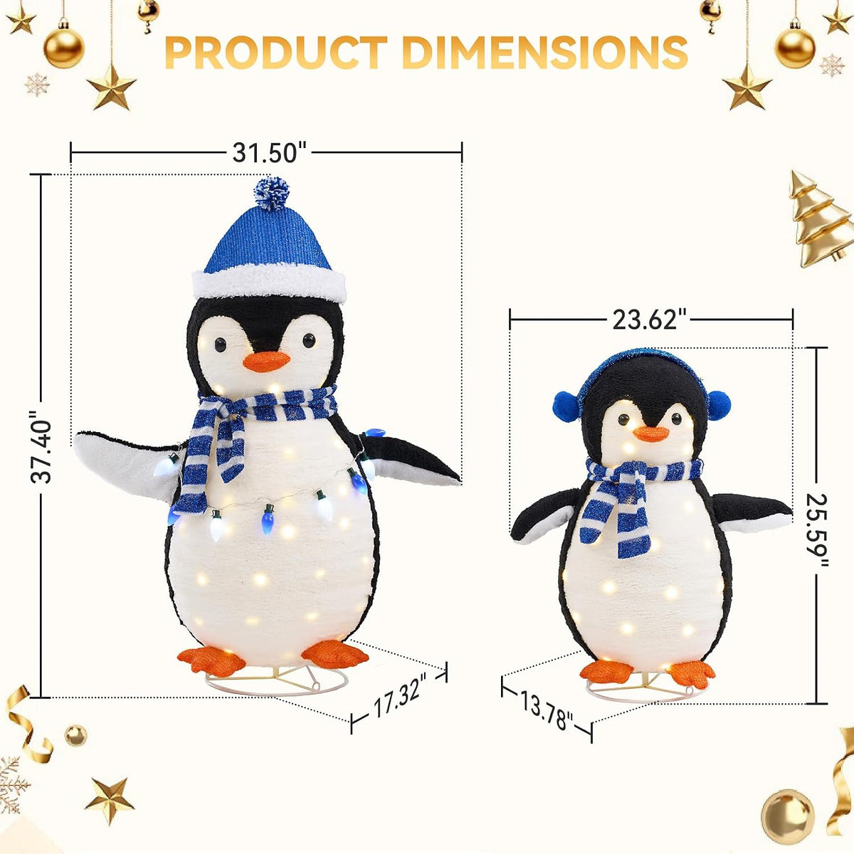 NEWBULIG 2 piezas de pingüino iluminado para exteriores, decoracion...