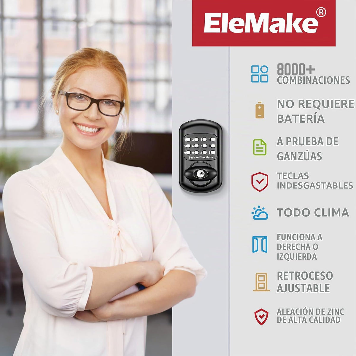 Cerradura de puerta digital y mecánica para teclado de entrada sin...