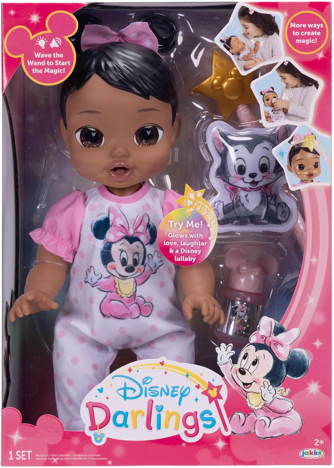 Disney Darlings - Muñeca interactiva de bebé de 13 pulgadas, luces...