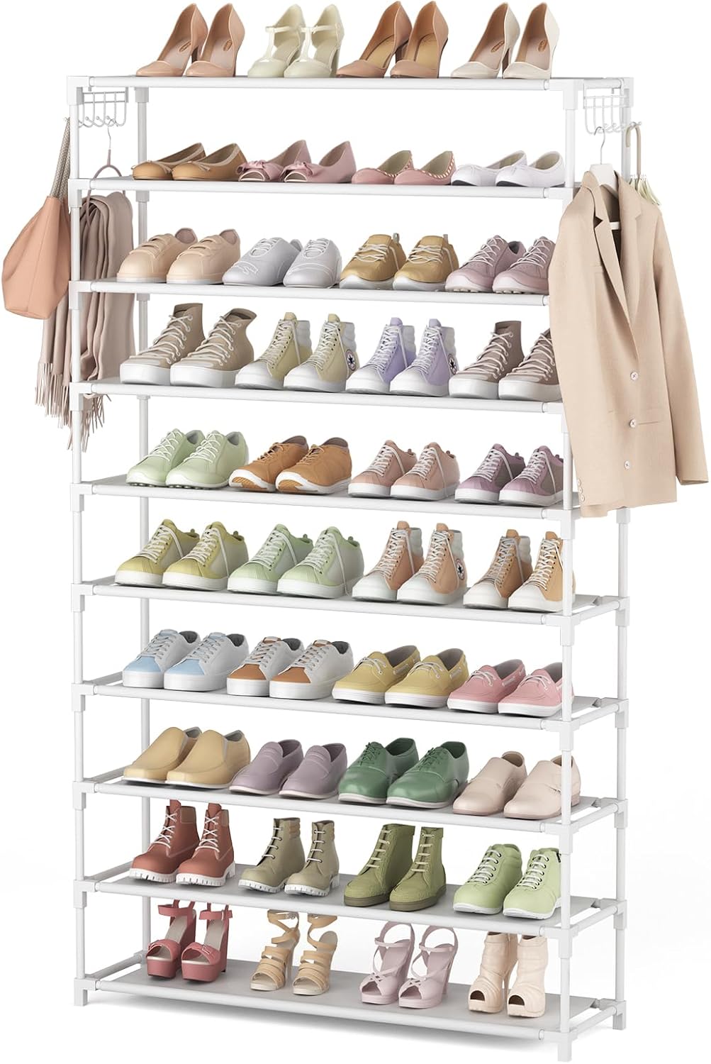 LANTEFUL Zapatero de 10 niveles, 50 pares, organizador de zapatos a...