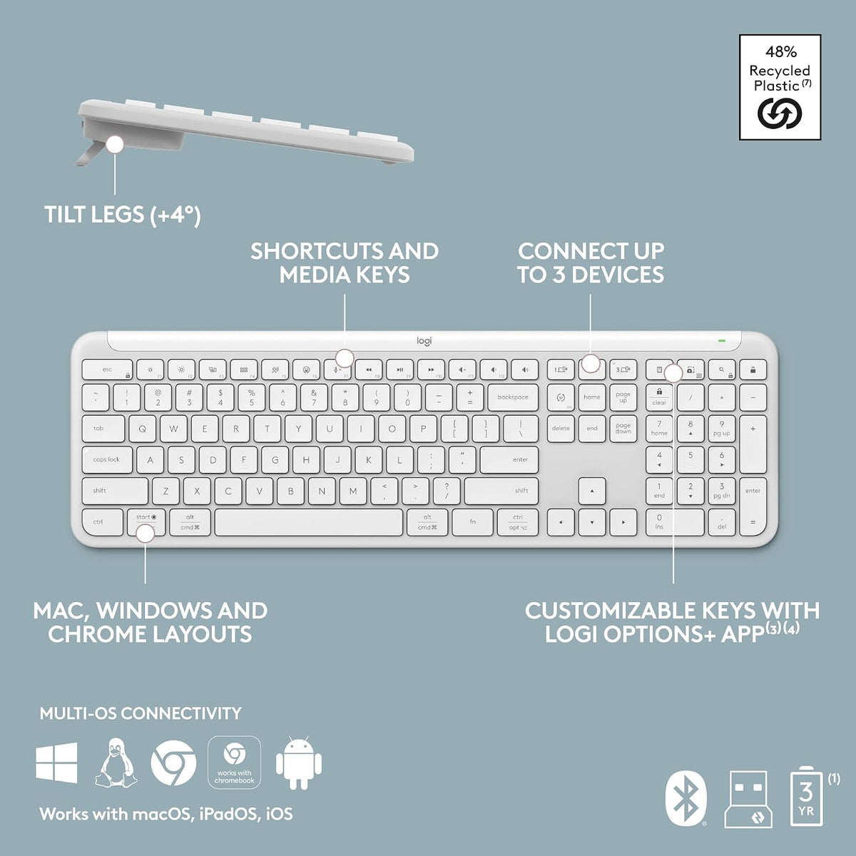 Teclado inalámbrico Logitech Signature Slim K950 con escritura sile...