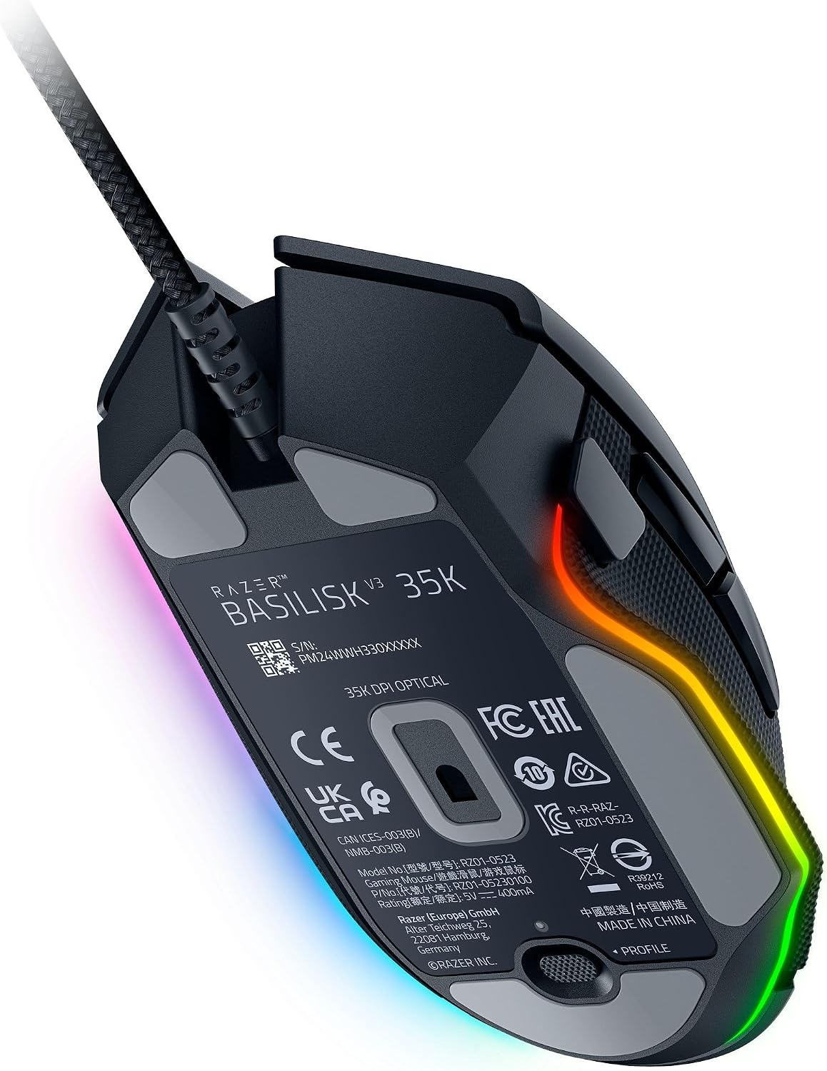 Razer Basilisk V3 35K - Ratón ergonómico para juegos con cable tota...