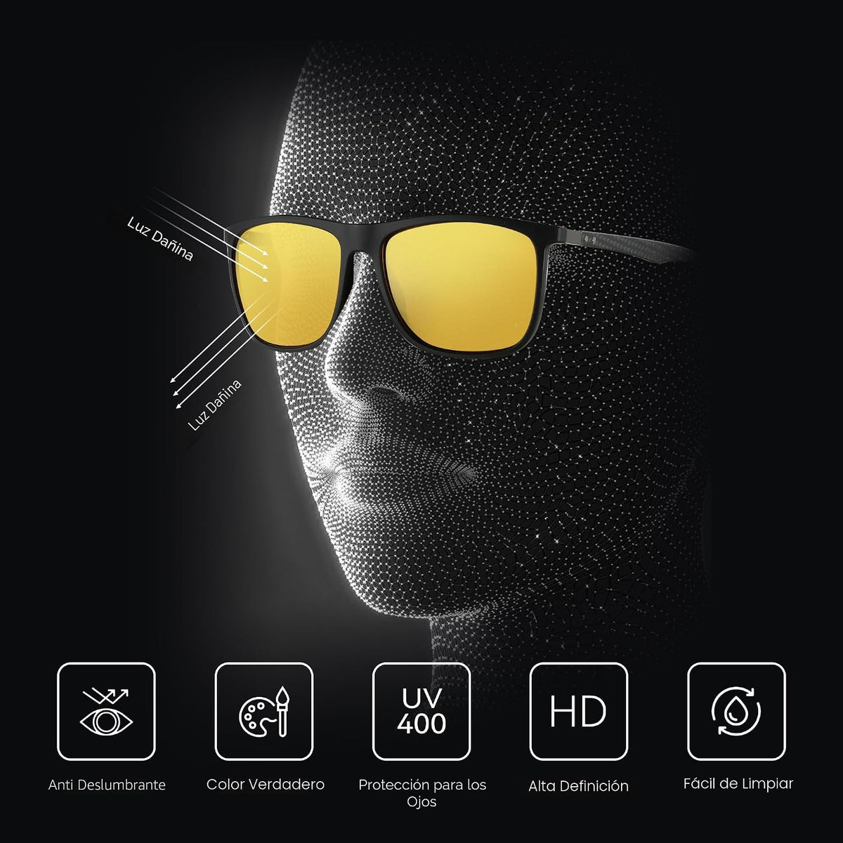 ZENOTTIC Gafas de sol polarizadas cuadradas para hombre, ultraliger...