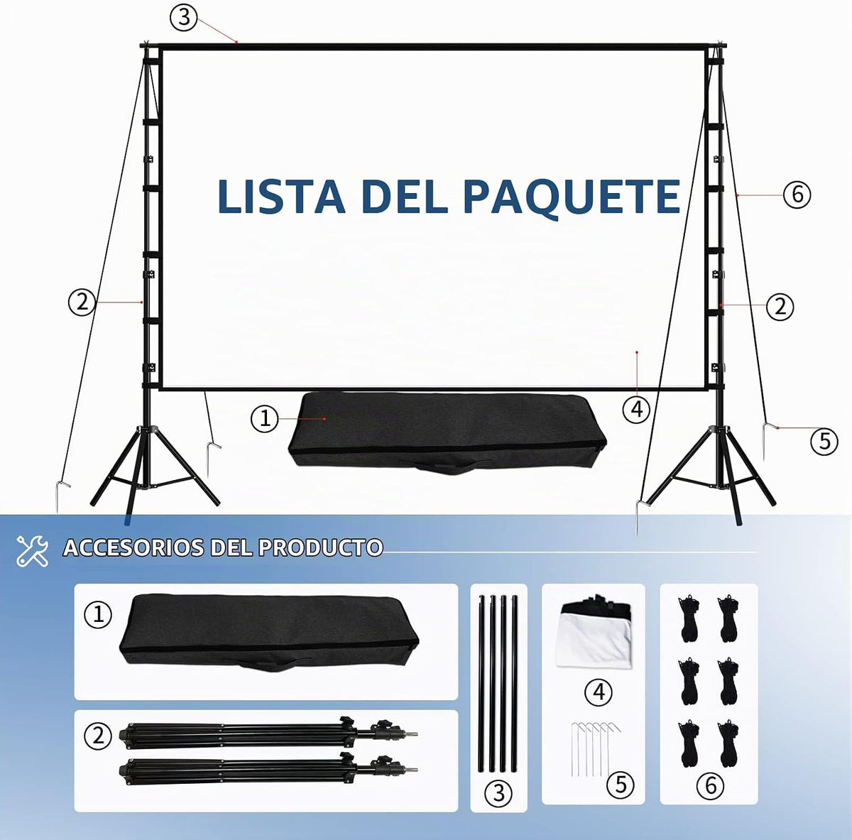 TOWOND - Pantalla de proyección y soporte de 120 pulgadas, pantalla...