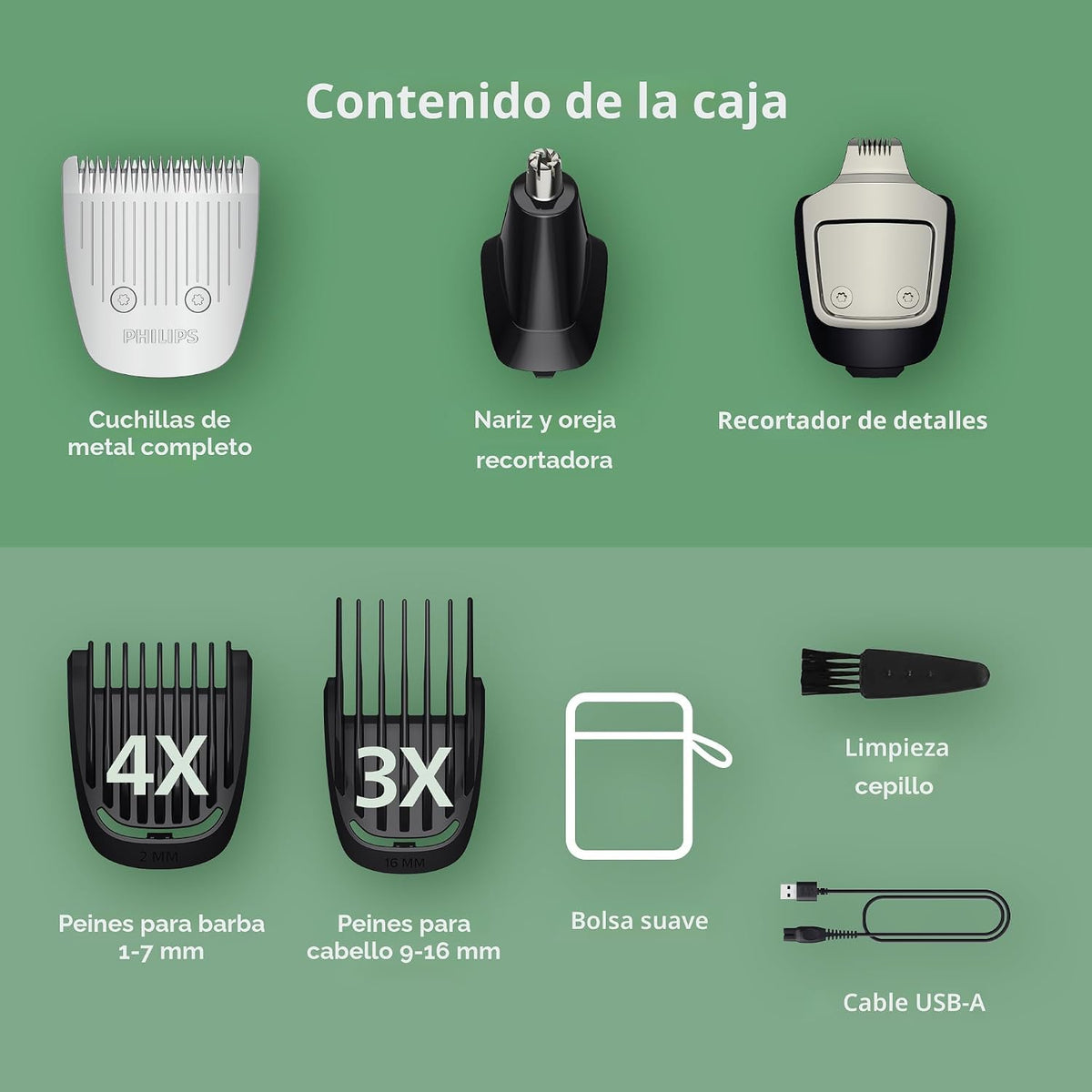 Philips Norelco All-in-One 3000 Recortadora 13 en 1, Rostro y Cabel...