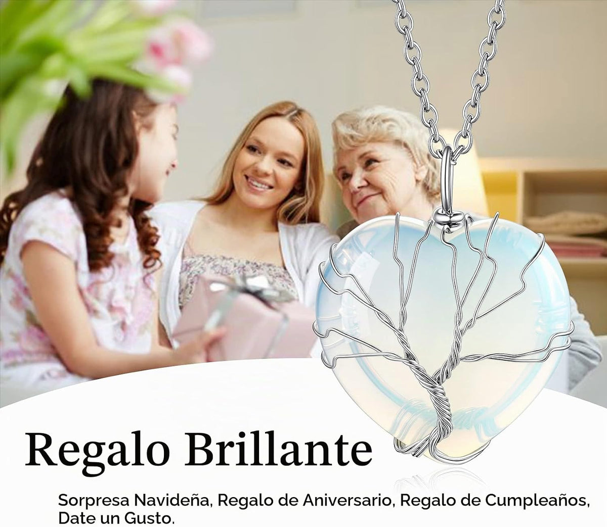 Bestyle Collar de cristal curativo envuelto en árbol de la vida, co...