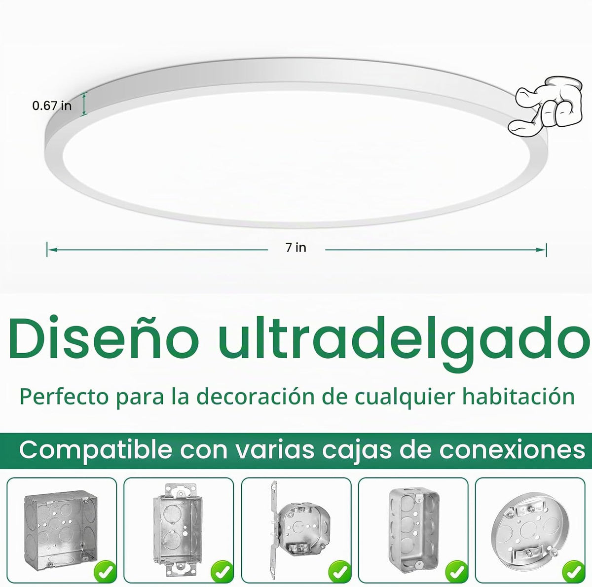 Brightever Lámpara de techo LED de montaje empotrado de 7 pulgadas,...