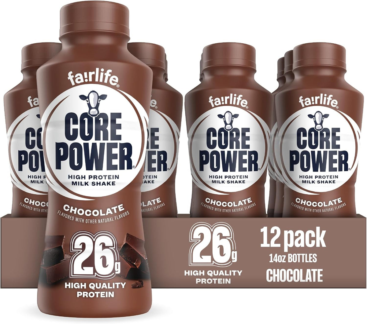 Core Power Batido de Proteína, Chocolate, Botella de 26g, 14 onzas,...