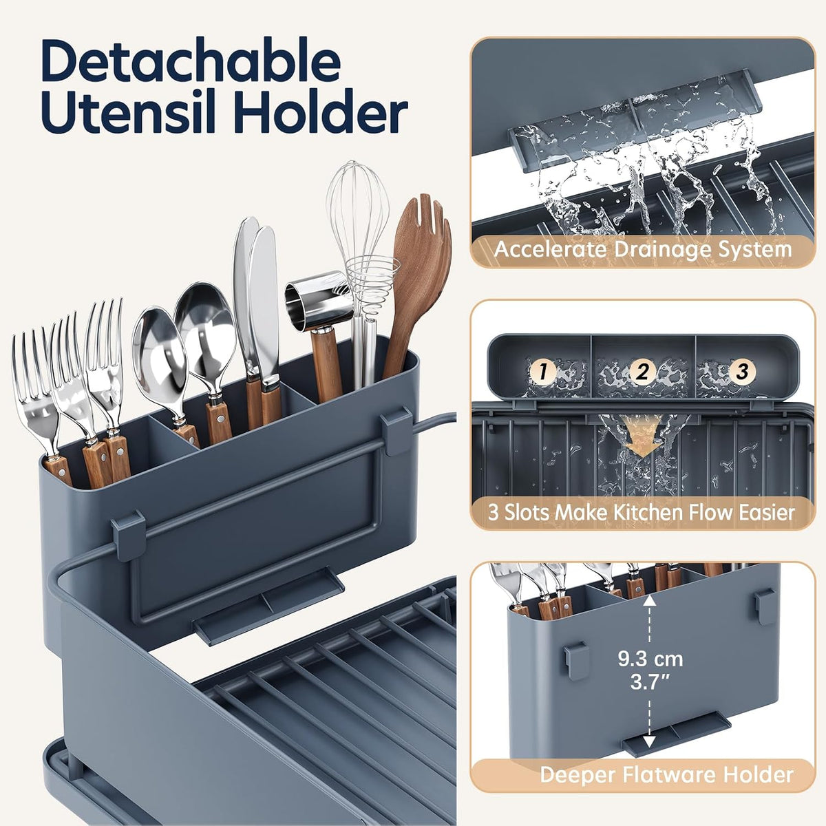 KINGRACK Escurridor de platos para encimera de cocina, escurridor d...