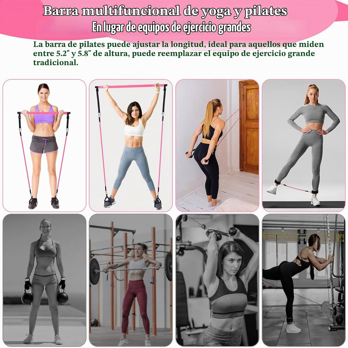 Kit de barra de pilates Bbtops con bandas de resistencia, barra de...