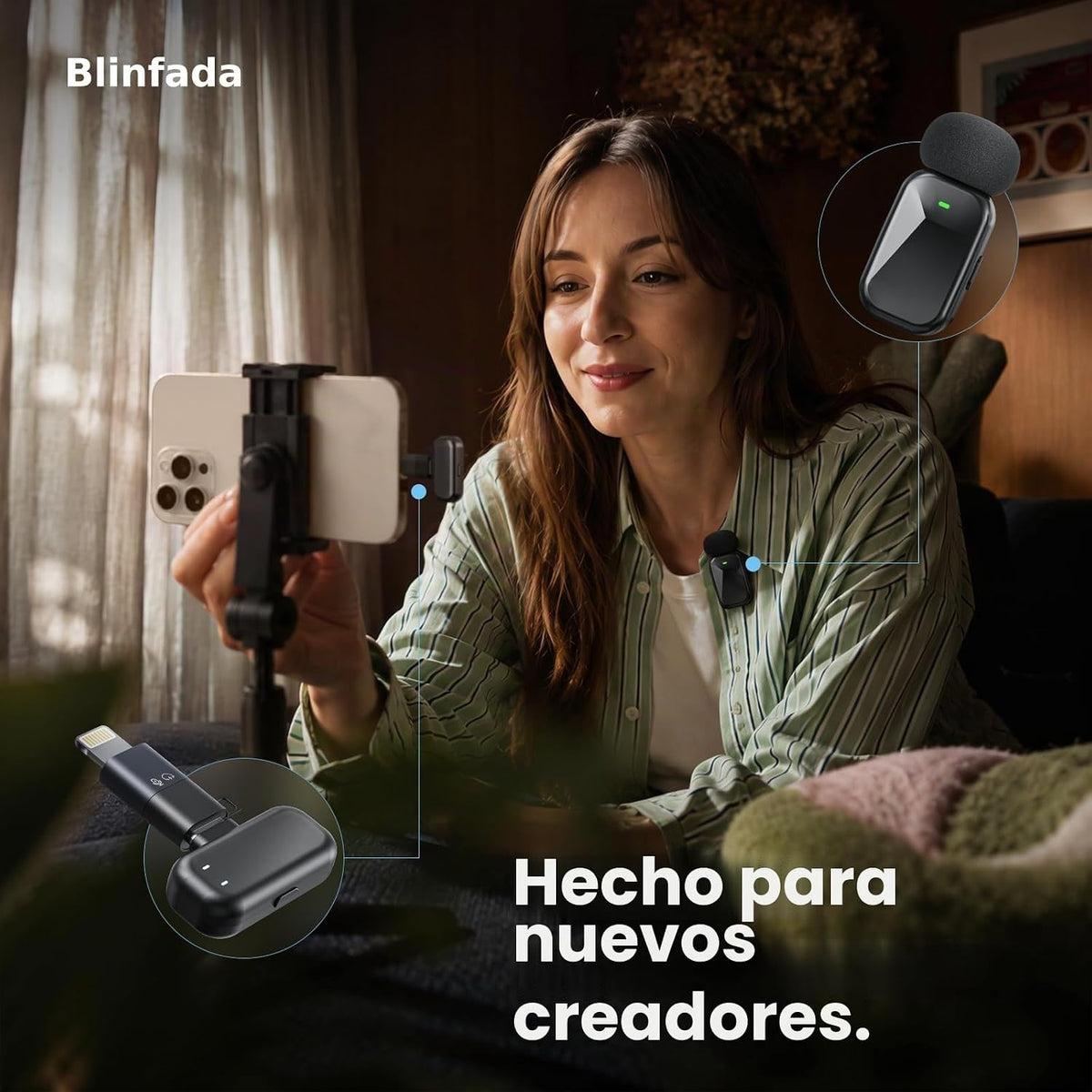 Blinfada Mini micrófono inalámbrico Lavalier para iPhone y cámara A...