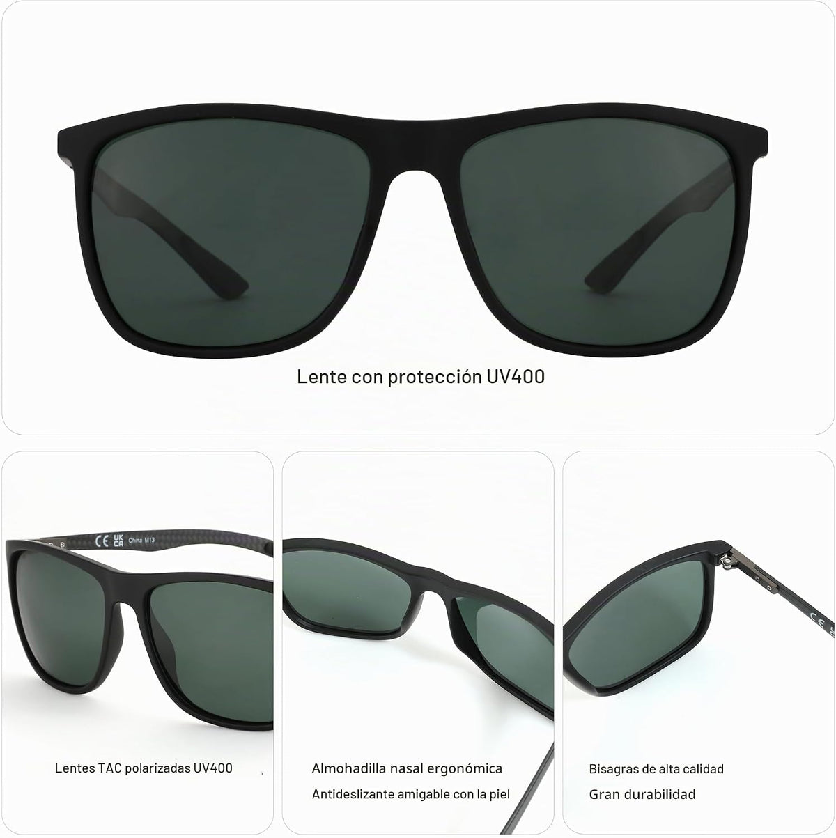 ZENOTTIC Gafas de sol polarizadas cuadradas para hombre, ultraliger...