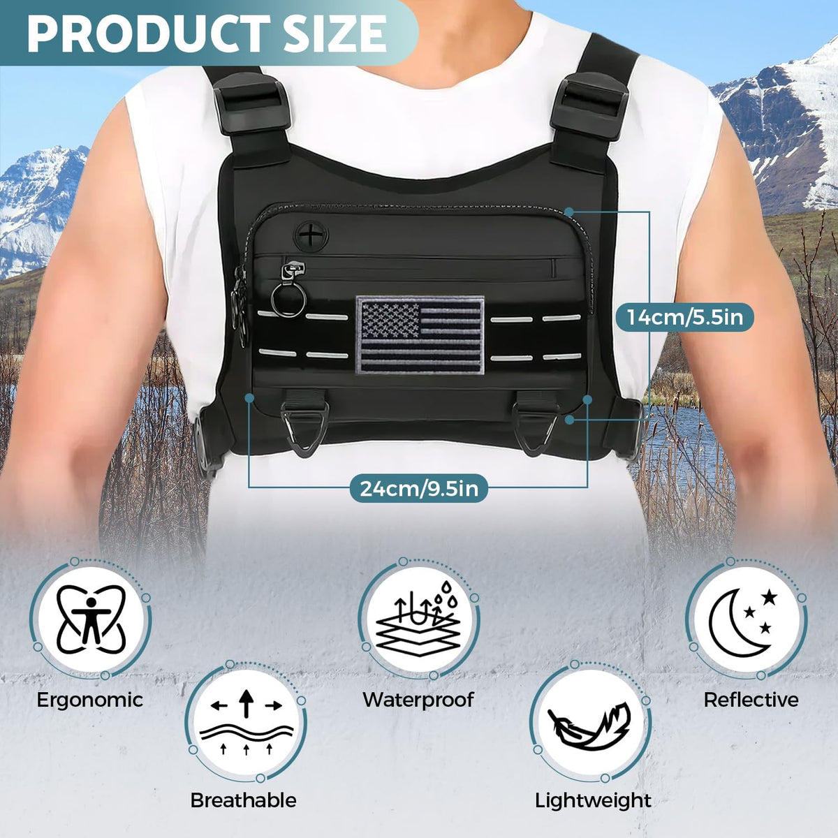 Muserise Bolsa de Pecho Deportiva Para Hombres y Mujeres, Resistent...