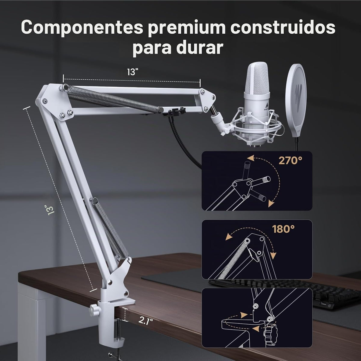 MAONO Micrófono USB blanco A04, micrófono condensador de 192kHz\/24...