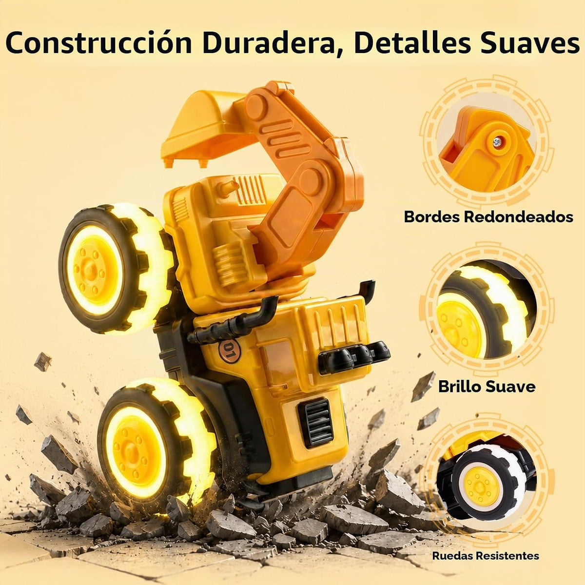 hahaland Paquete de 3 juguetes de camión de construcción monstruo L...
