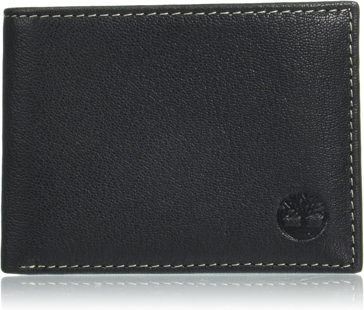 Timberland Billetera de cuero genuino con tarjetero de seguridad RF...