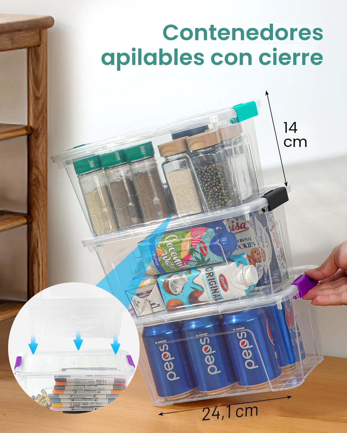 Contenedores de almacenamiento con tapas, paquete de 6 contenedores...