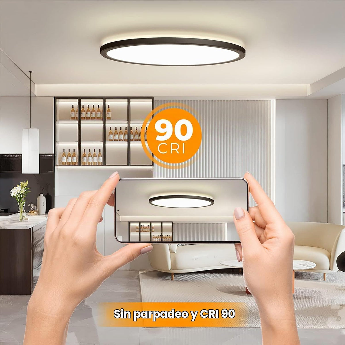 BLNAN Lámpara LED de techo empotrada con control remoto, 15.4 pulga...
