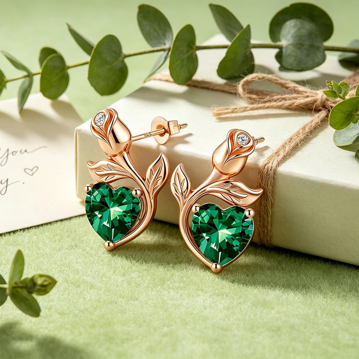 JACUPO Aretes de tuerca con piedra natal de corazón rosa de 0.8 qui...