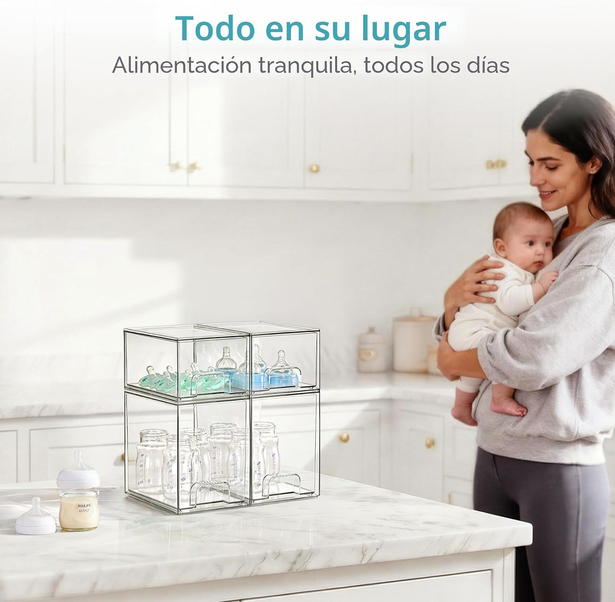 Vtopmart Juego de 4 cajones de almacenamiento apilables transparent...