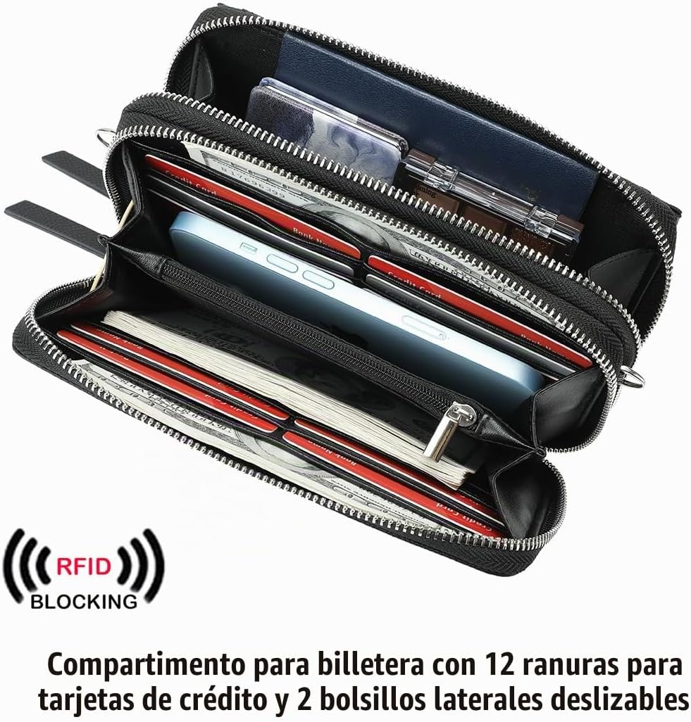 Lanyani Cartera Cruzada RFID con Correa de Muñeca y Bolsillo para T...