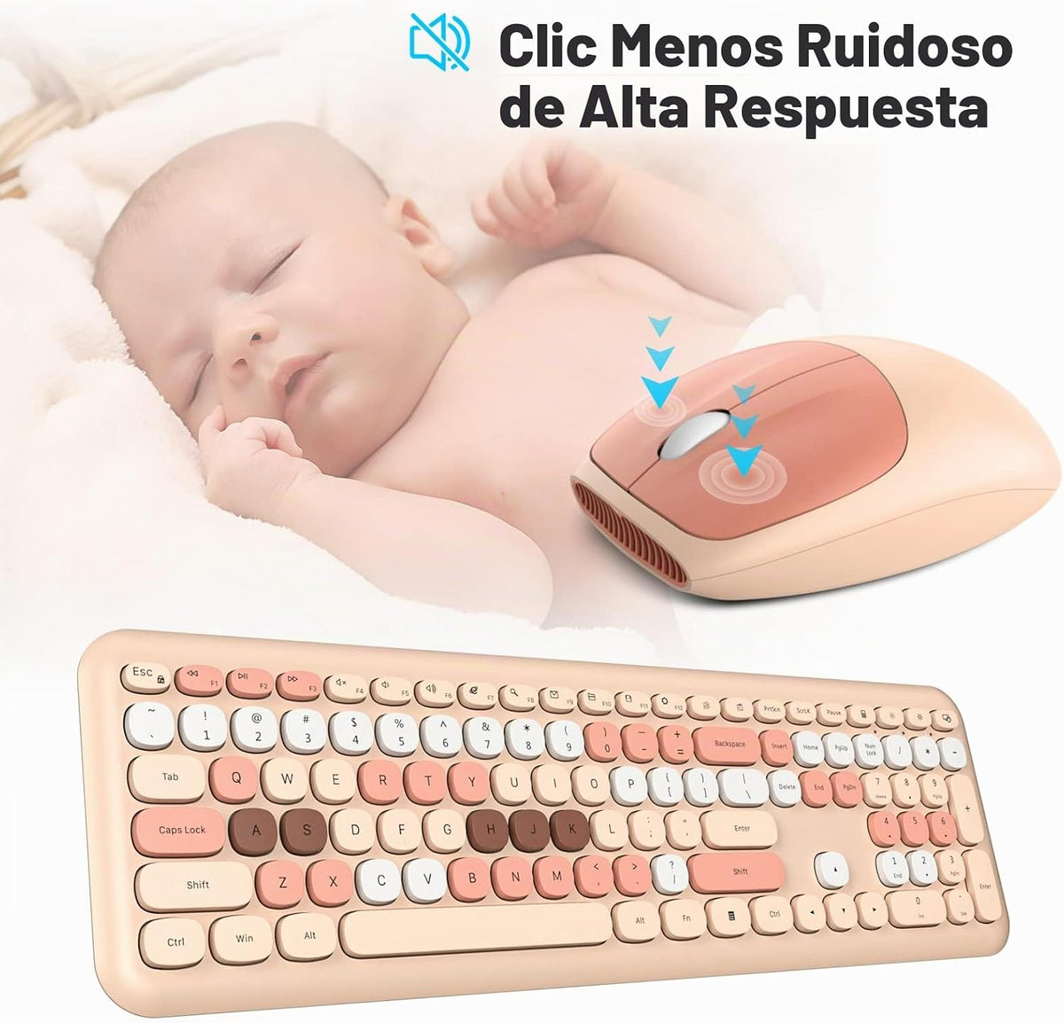MOFII Combo de mouse y teclado inalámbricos 2.4 GHz, tamaño complet...