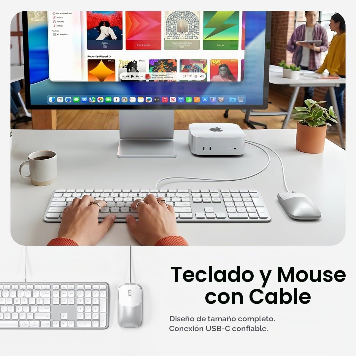 Satechi Slim CLX3 - Combo de teclado y mouse con cable, USB-C, colo...
