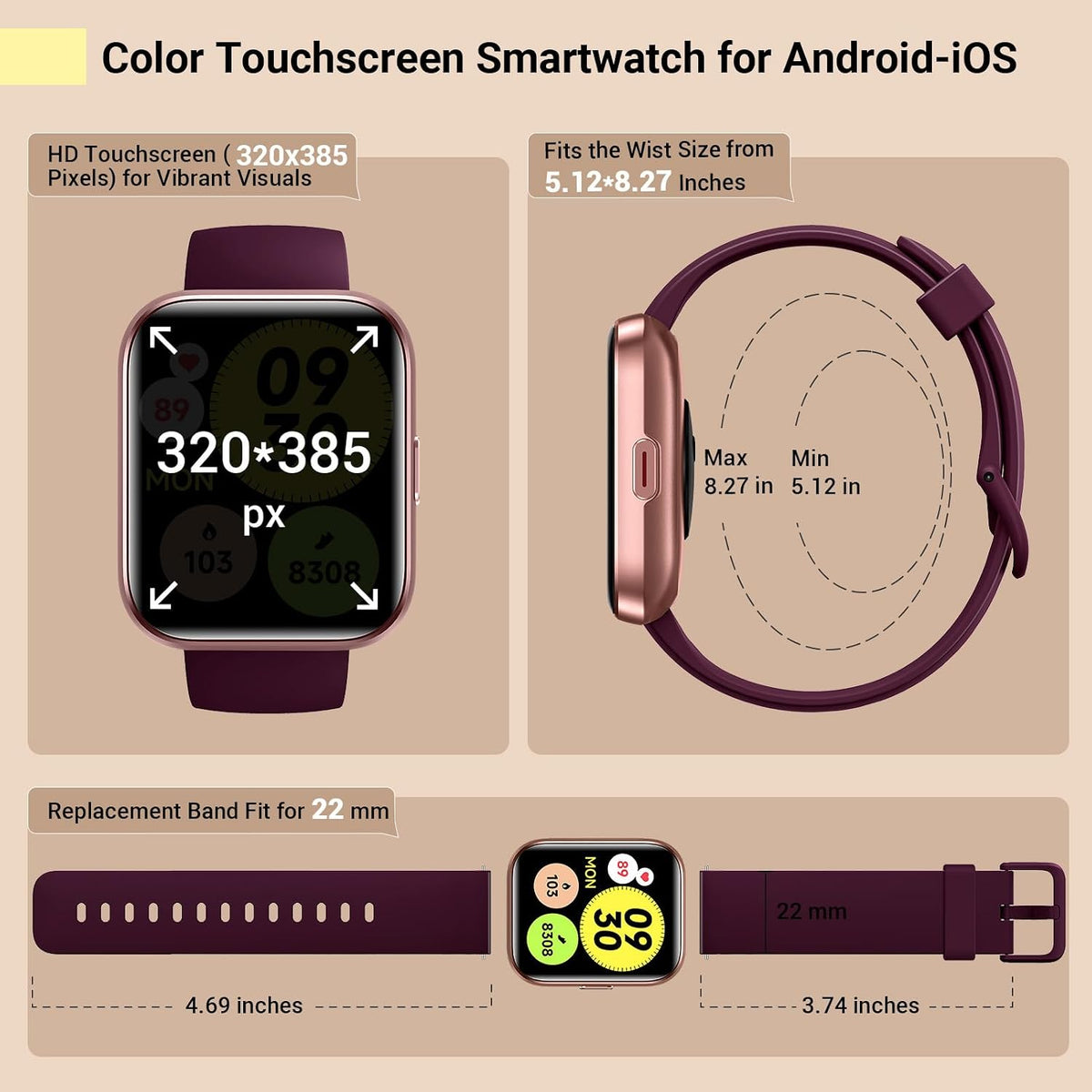 Relojes inteligentes para mujer, reloj inteligente para teléfonos A...