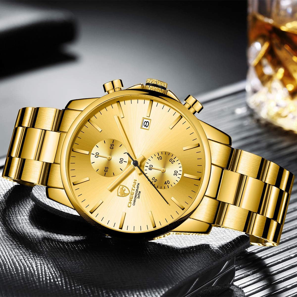 GOLDEN HOUR Fashion Business - Relojes para hombre con cronógrafo,...