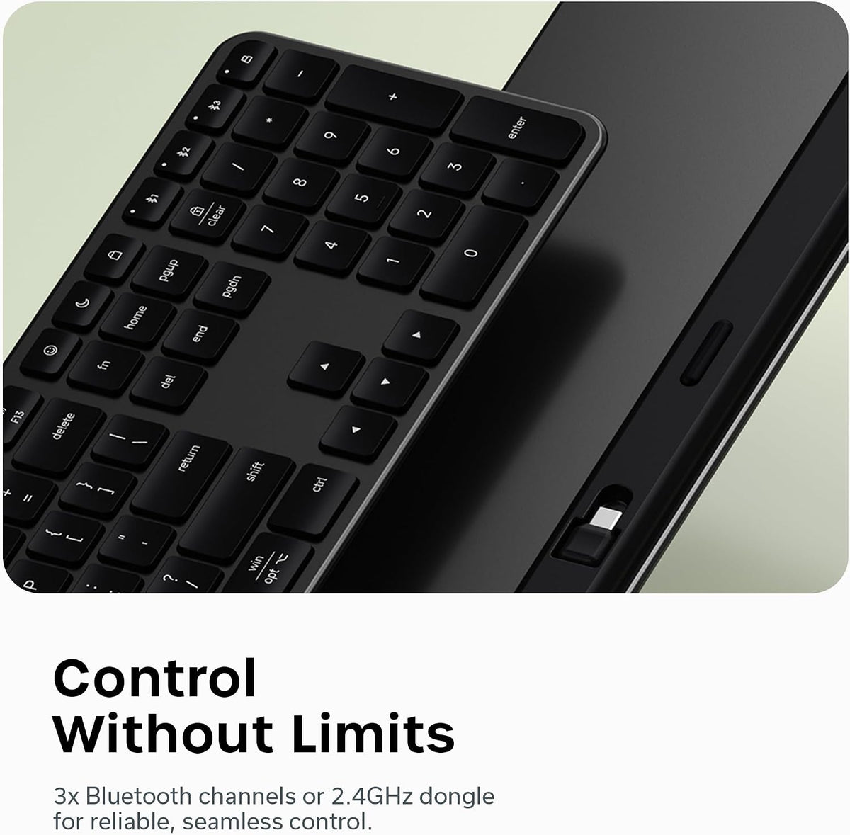 Satechi Teclado inalámbrico Slim EX3, Bluetooth y 2.4 GHz, negro es...