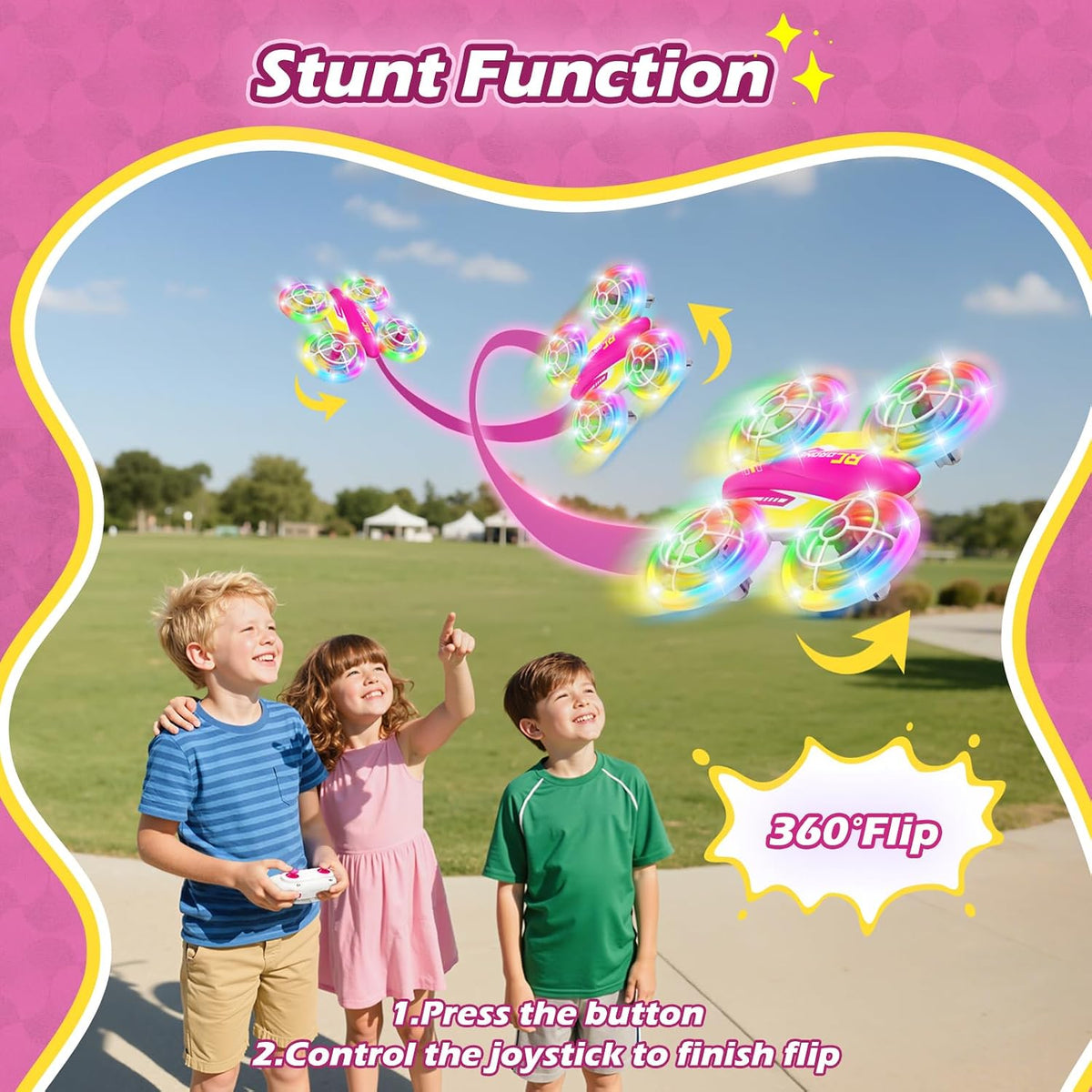 FUNPX - Dron LED RC para niñas, regalo de cumpleaños de Navidad par...