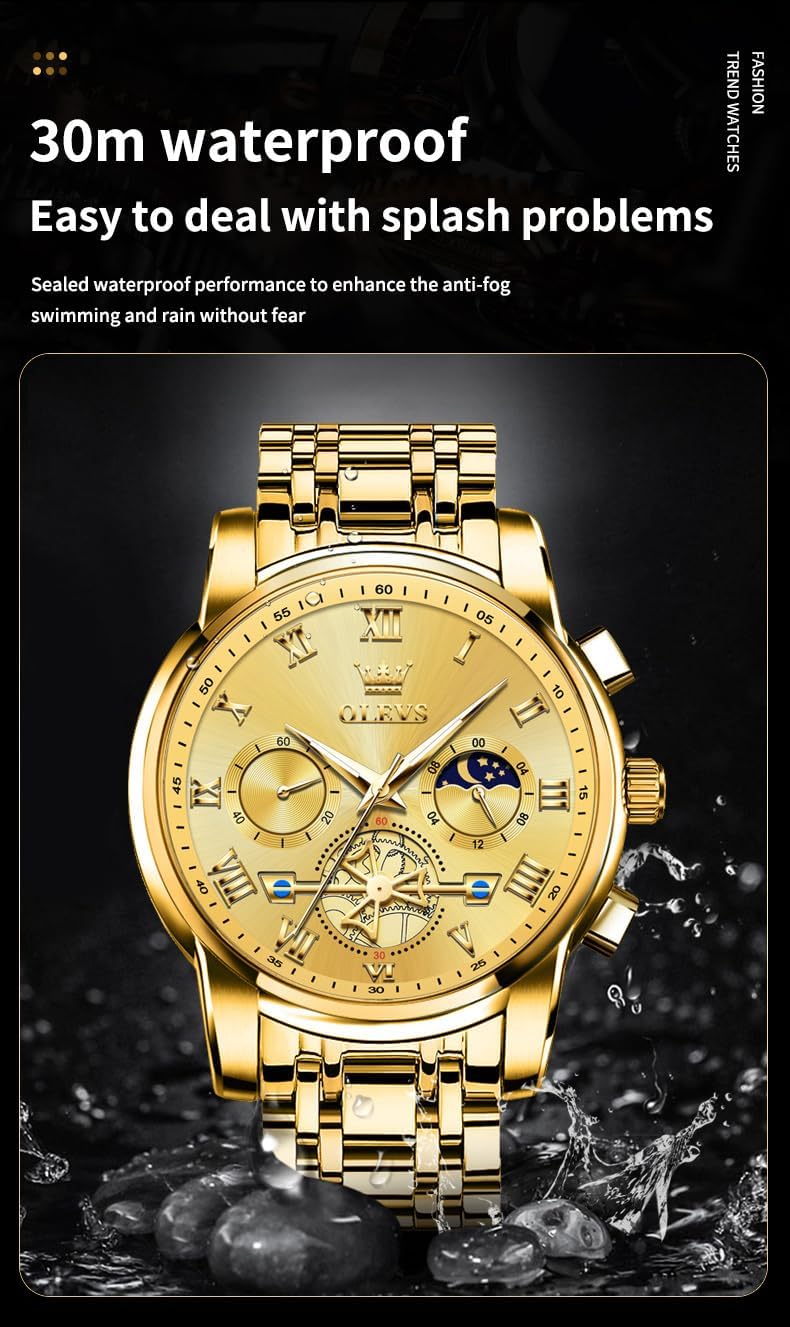 OLEVS Relojes para hombre, resistente al agua, de lujo, gran cara,...
