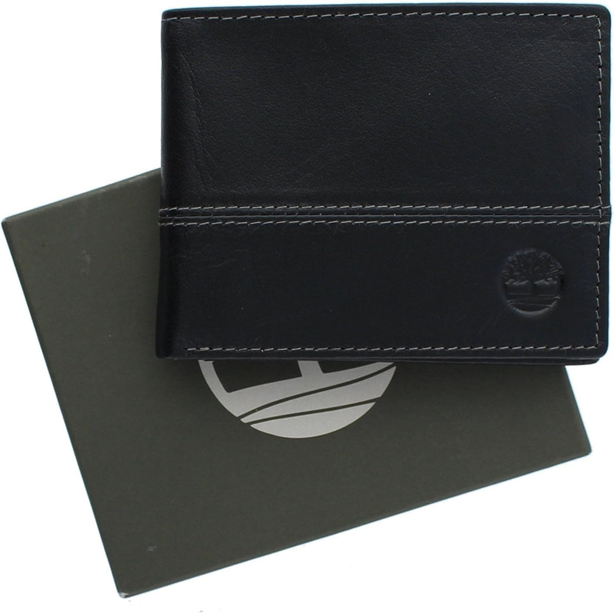 Timberland Billetera plegable de cuero para hombre, color negro, ta...