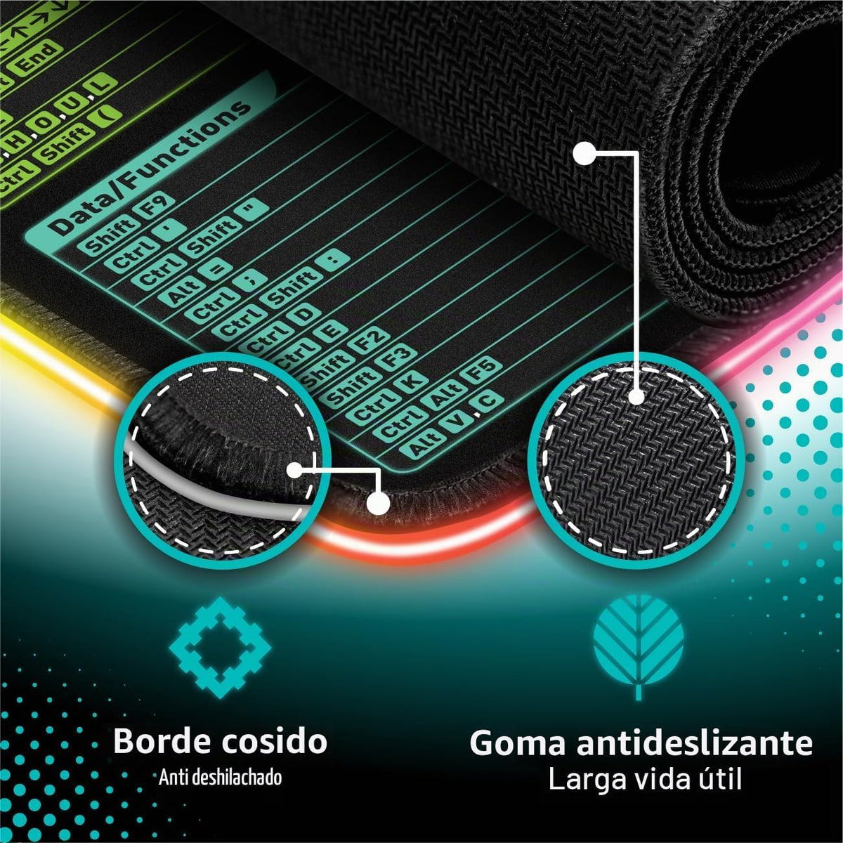 Alfombrilla de escritorio LED de hoja de trucos de Excel, alfombril...