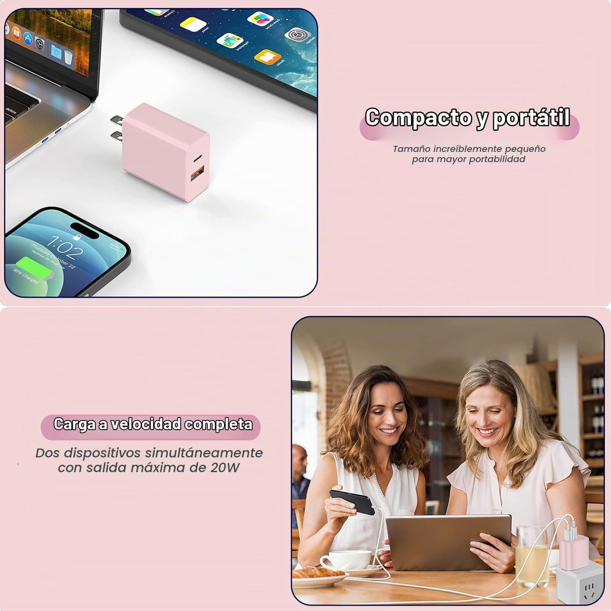 Bloque de carga USB C, bloque de cargador para iPhone 16\/15 [paque...