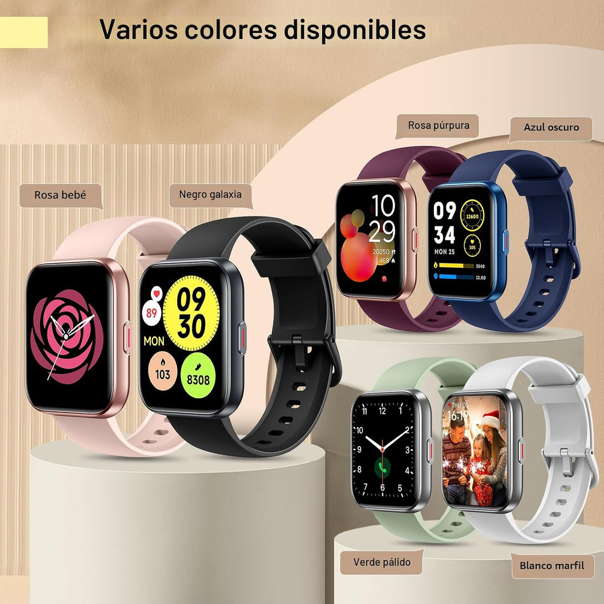 Reloj inteligente para mujeres\/hombres, compatible con Android y i...