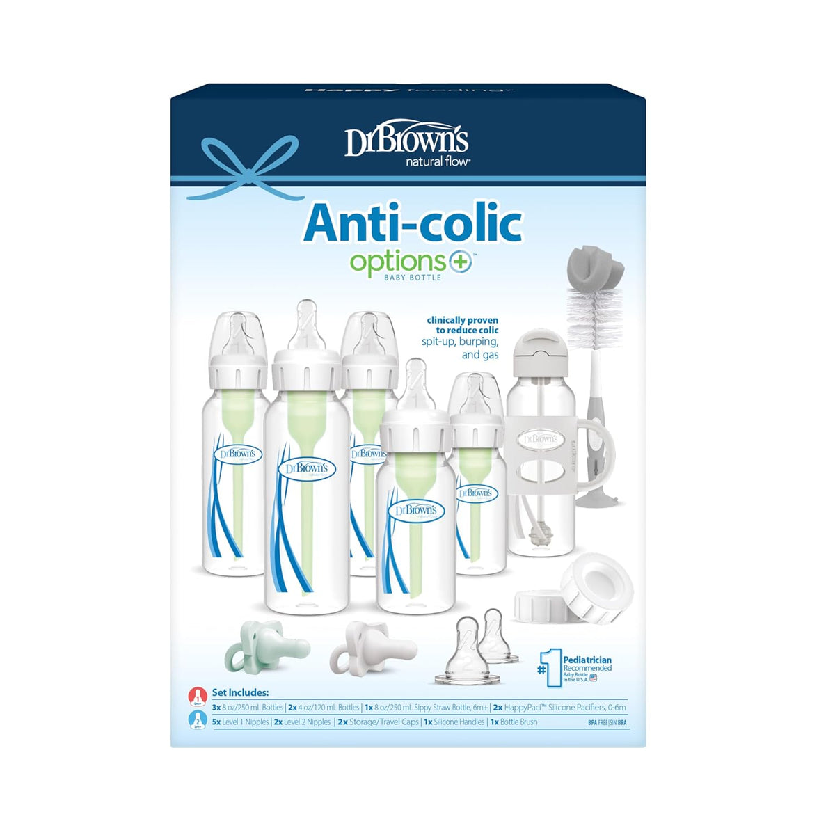 Dr. Brown's Anti-Colic Options+ Set de regalo de botella de paj...