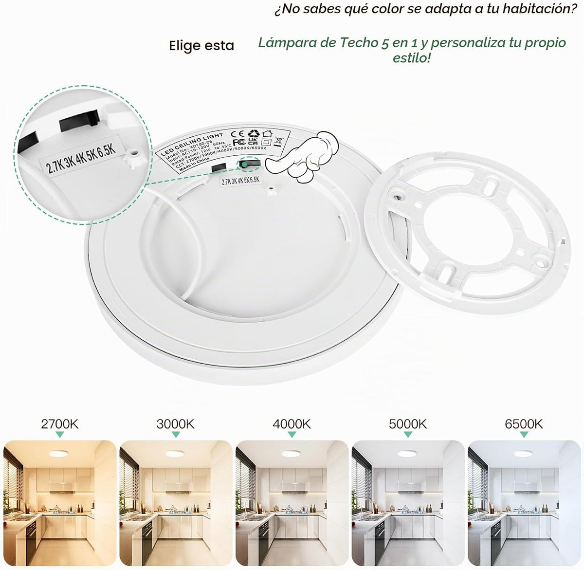 Brightever Lámpara de techo LED de 7 pulgadas, regulable, 1200LM |...