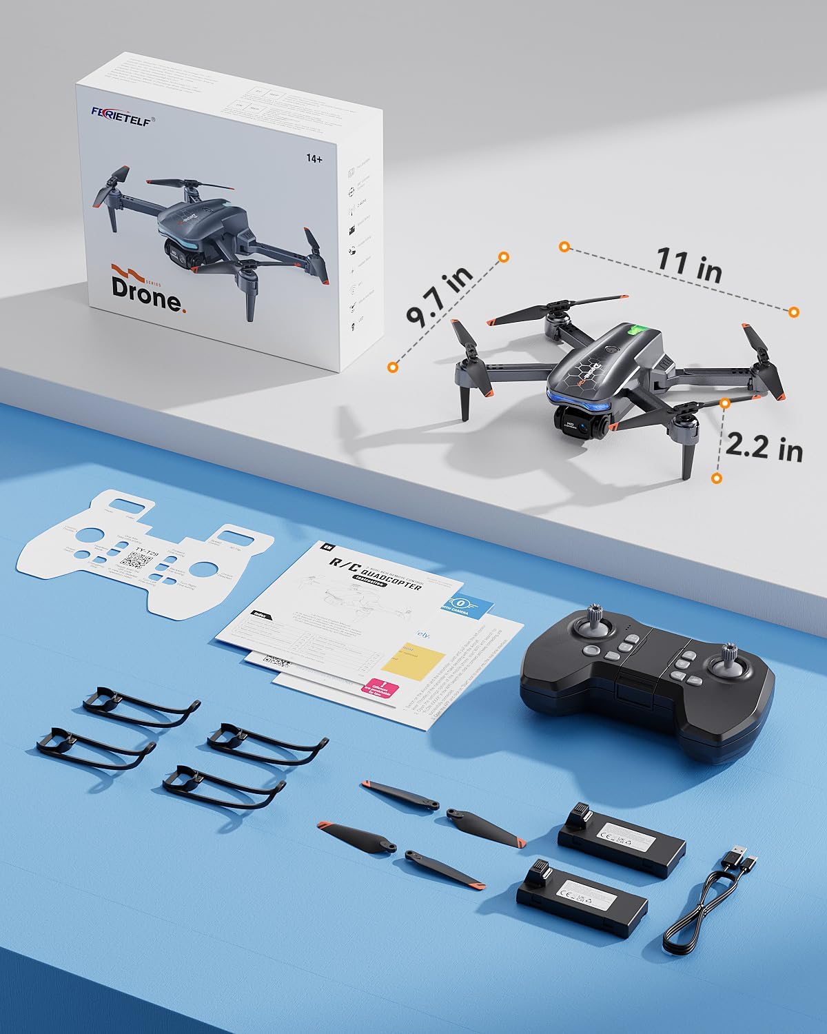 FERIETELF Drone con cámara, mini dron plegable 1080P para niños | C...
