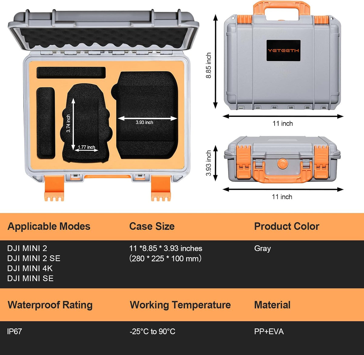 Funda para dron DJI Mini 2 SE: Estuches de viaje impermeables y ríg...