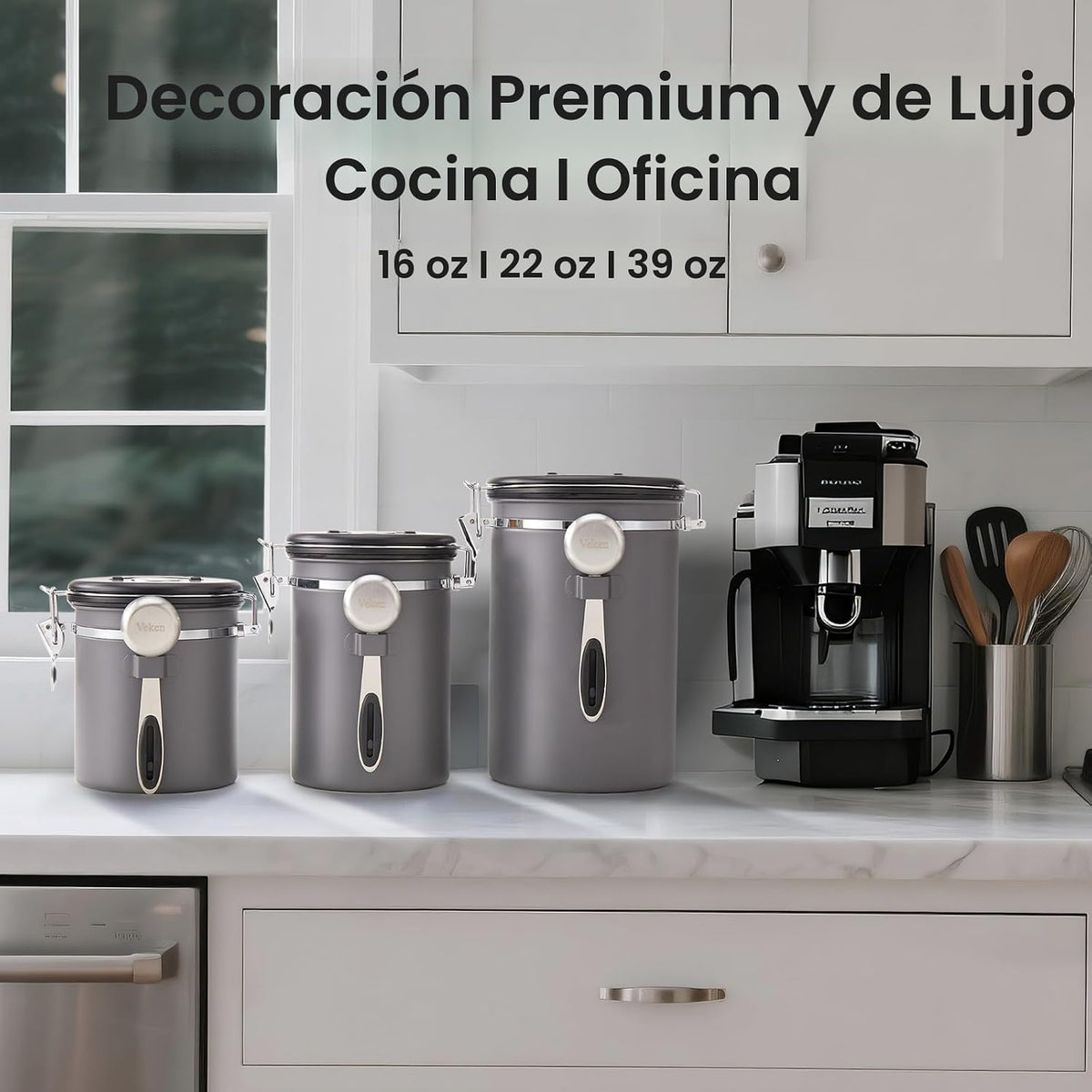 Veken Recipiente de café, 39 onzas, 2.2 libras, recipiente hermétic...
