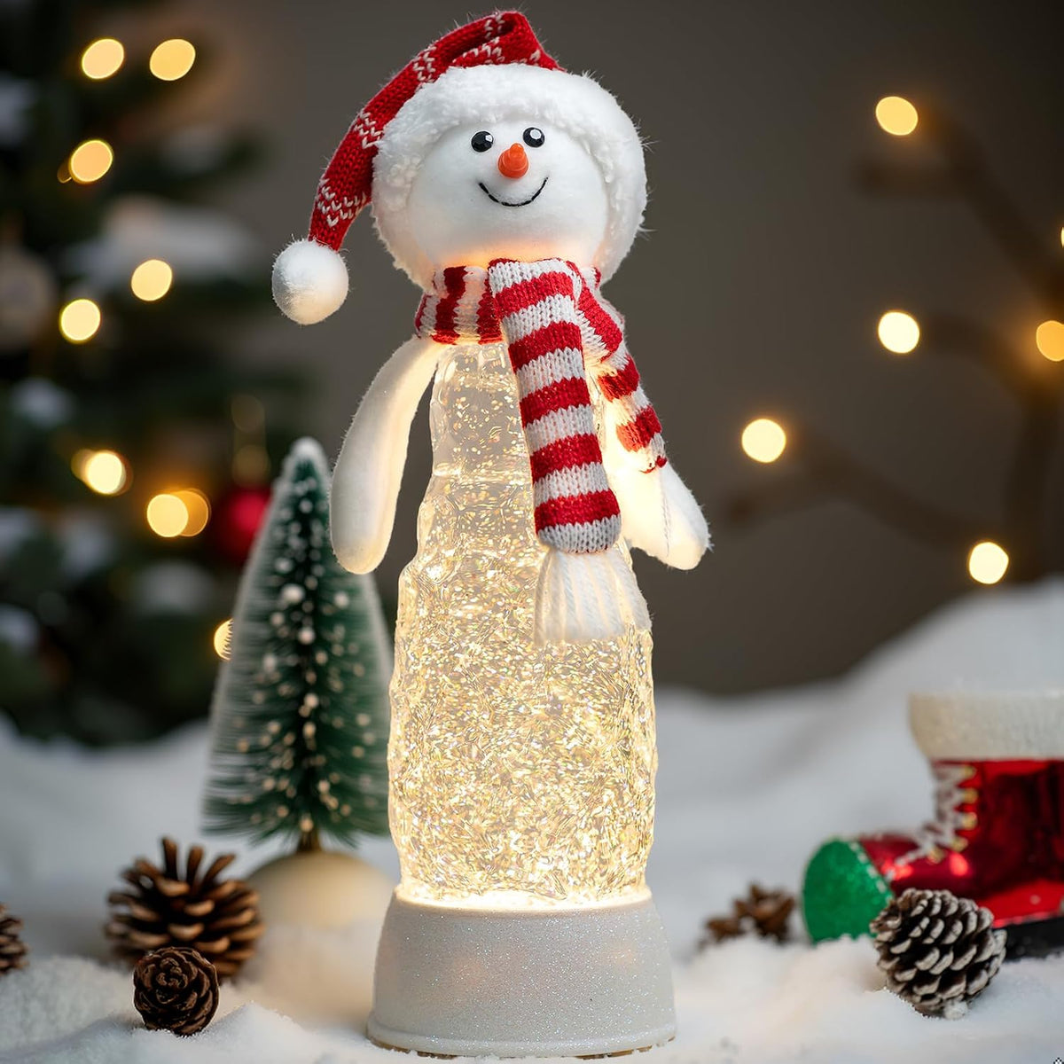 Globo de nieve de muñeco de nieve, linterna musical iluminada con p...