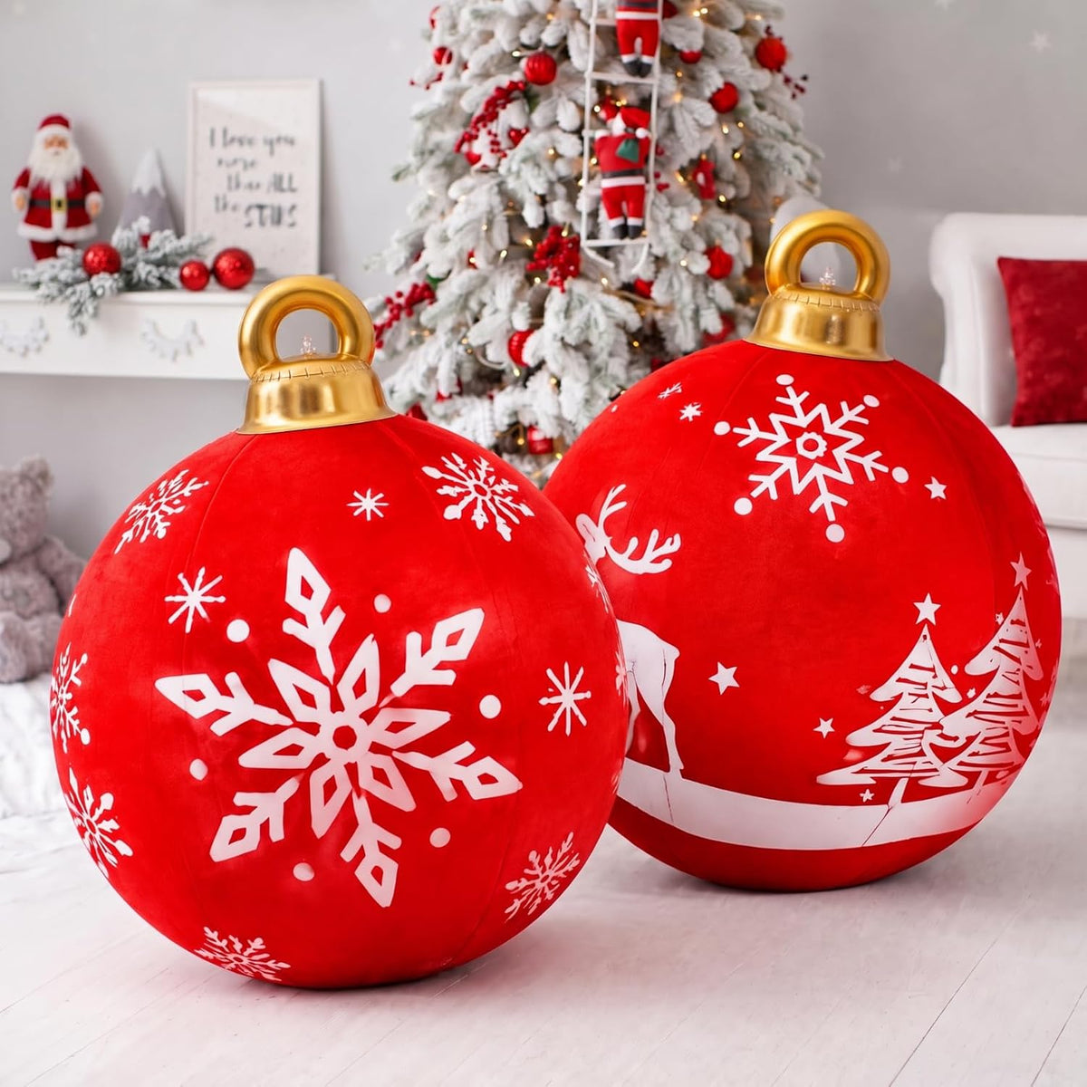 Jetec 2 bolas inflables gigantes de Navidad de 32 pulgadas, alce ro...