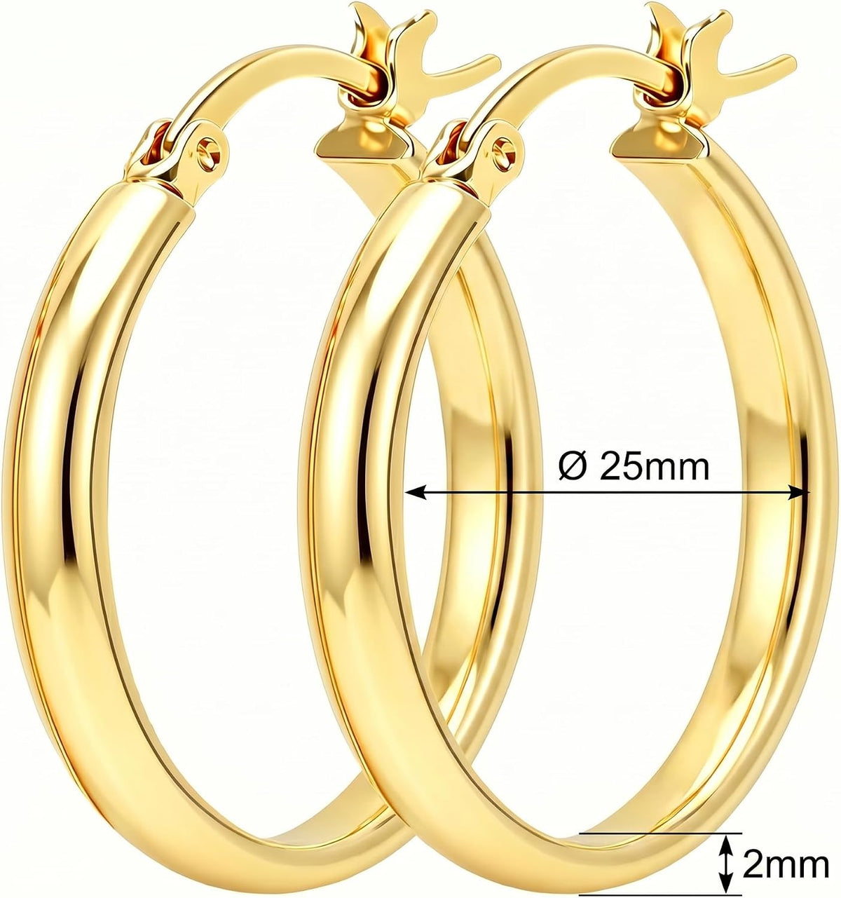Aretes de oro de 14 quilates para mujer, diseño plano, aretes de ar...