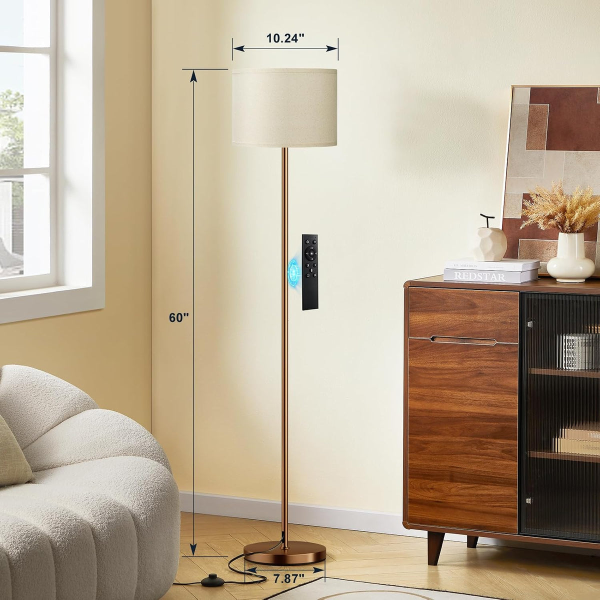 Ambimall - Lámpara de pie para sala de estar, con control remoto y...