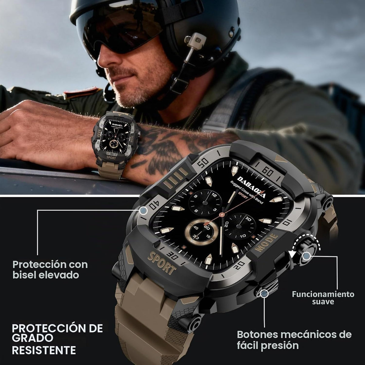 DABAOZA Funda resistente con correa compatible con Apple Watch de 1...