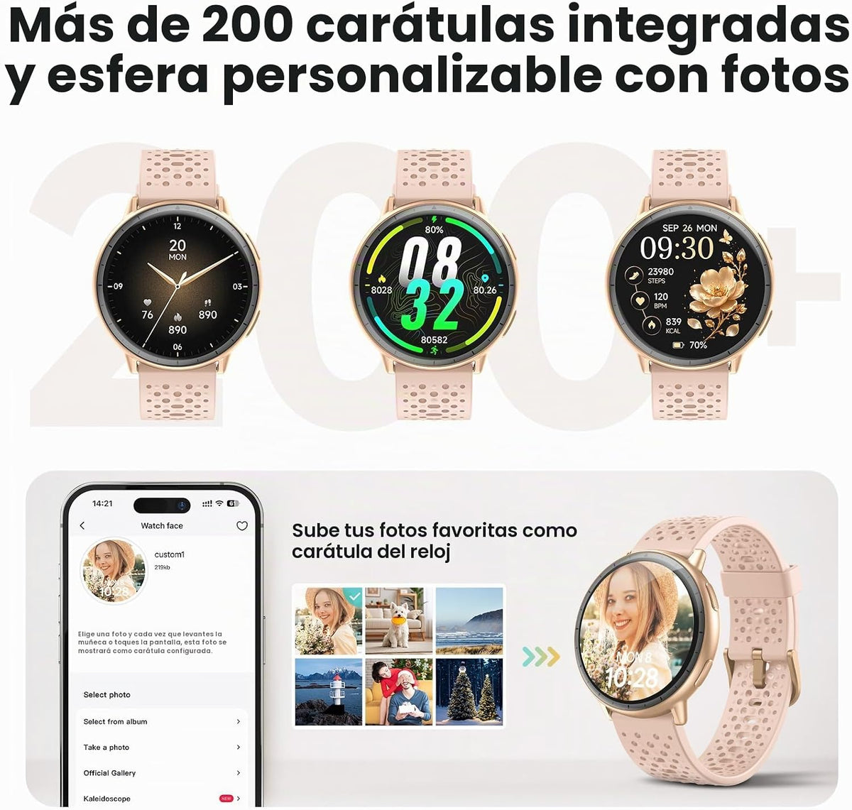 Reloj inteligente para mujer, GPS integrado, pantalla AMOLED ultra...