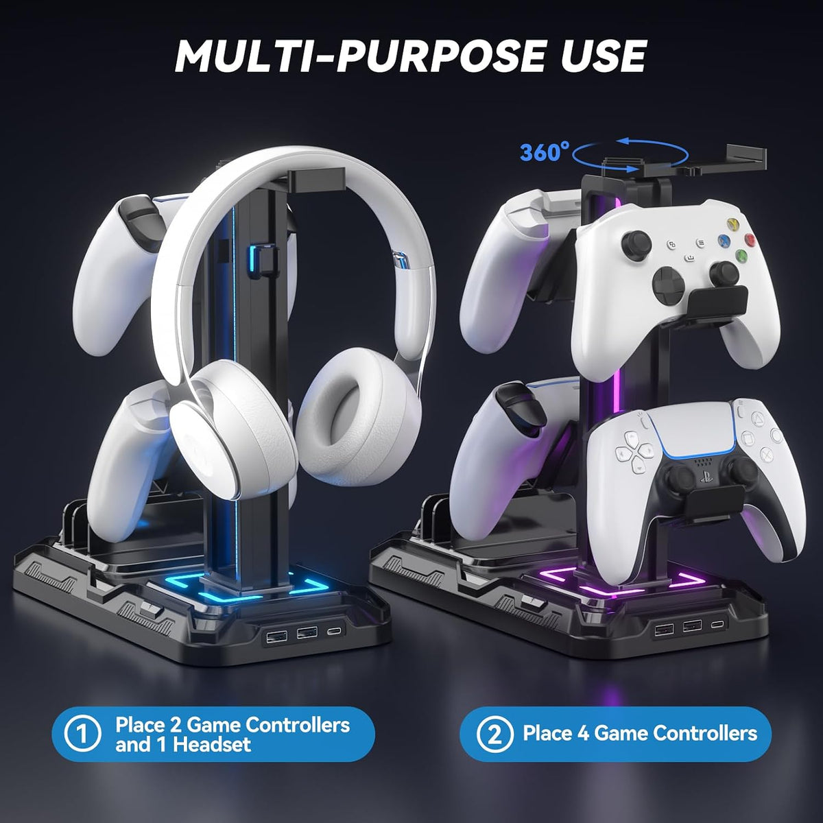 KDD Soporte para auriculares con estación de carga - Soporte de con...
